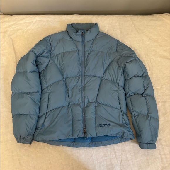 Marmot Goose Down Puffer Coat Jacket Blue Womens Medium - Picture 1 of 7